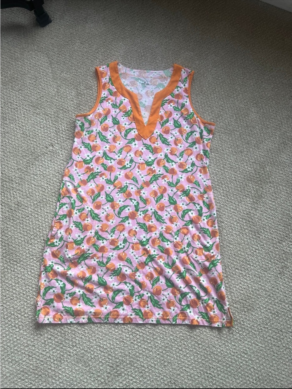 Draper James Pink Floral Shift with Orange Trim